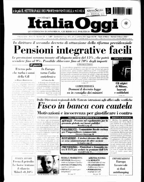 Italia oggi : quotidiano di economia finanza e politica